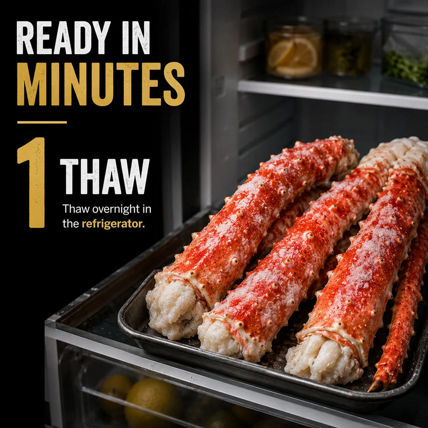 Thaw king crab in refrigerator
