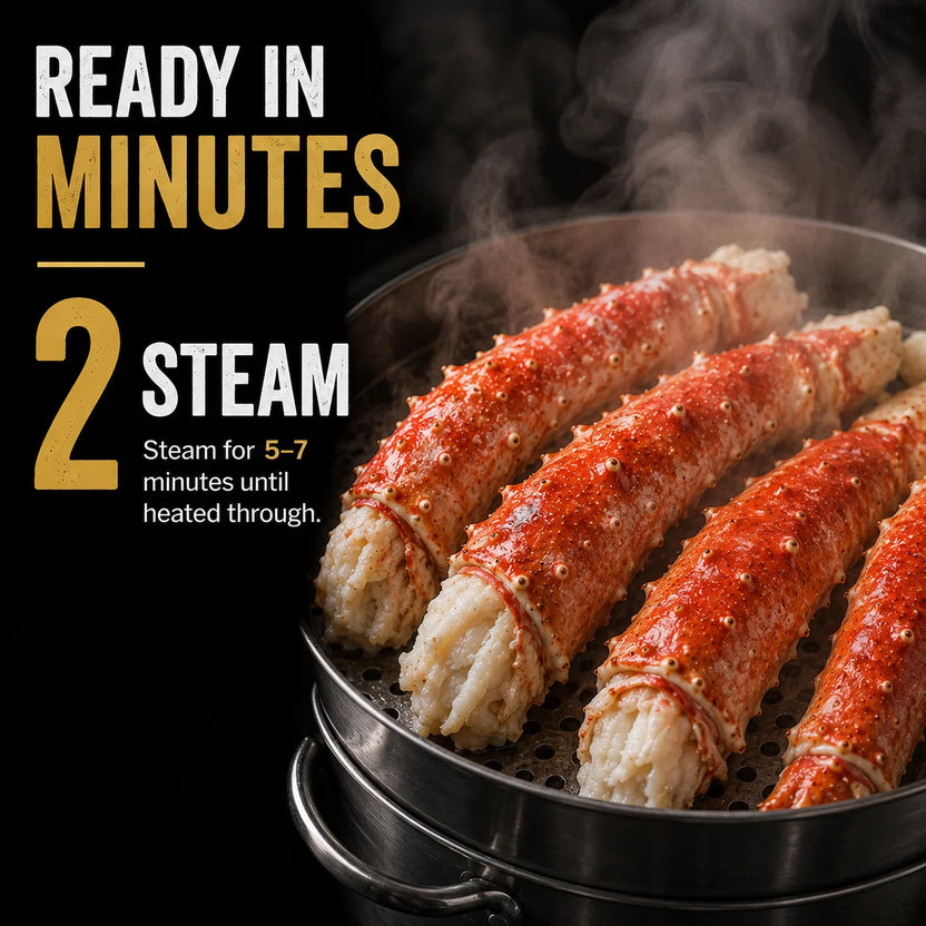 Steam king crab legs